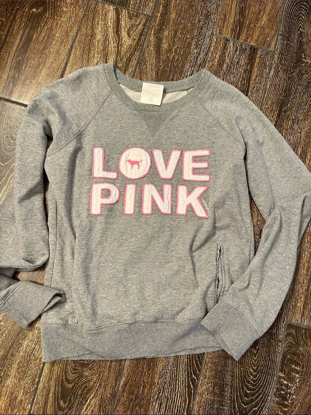 PINK Victoria's Secret Gray Crewneck Sweatshirt with Pink Label